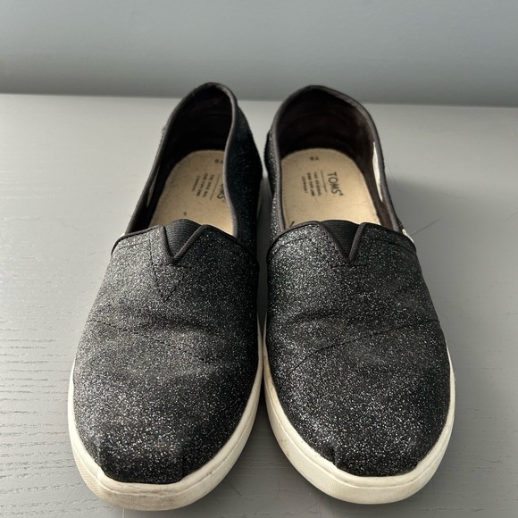 TOMS Youth Alpargata BlackGlimmer Kids Shoe - Picture 1 of 2
